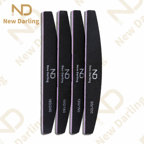 100/180 Grit Nail Files, Black Professional Reusable Emery Boards Manicure Tool for Acrylic Nails, Nail Buffering Files