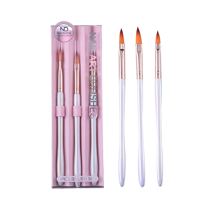 Nail Art Brushes Set Lofuanna 3Pcs Nail Tips Art Design Tools with Poly Extension Gel Brush, Nail Polish Brush, Carved Brush, Art Liner Brush and Dotting Pen, Acrylic Nail Brushes, Painting Drawing