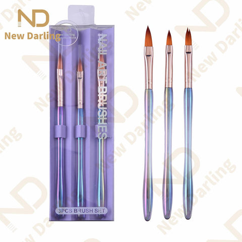 3pcs Nail Art Brushes Set Salon at Home Diy Manicure