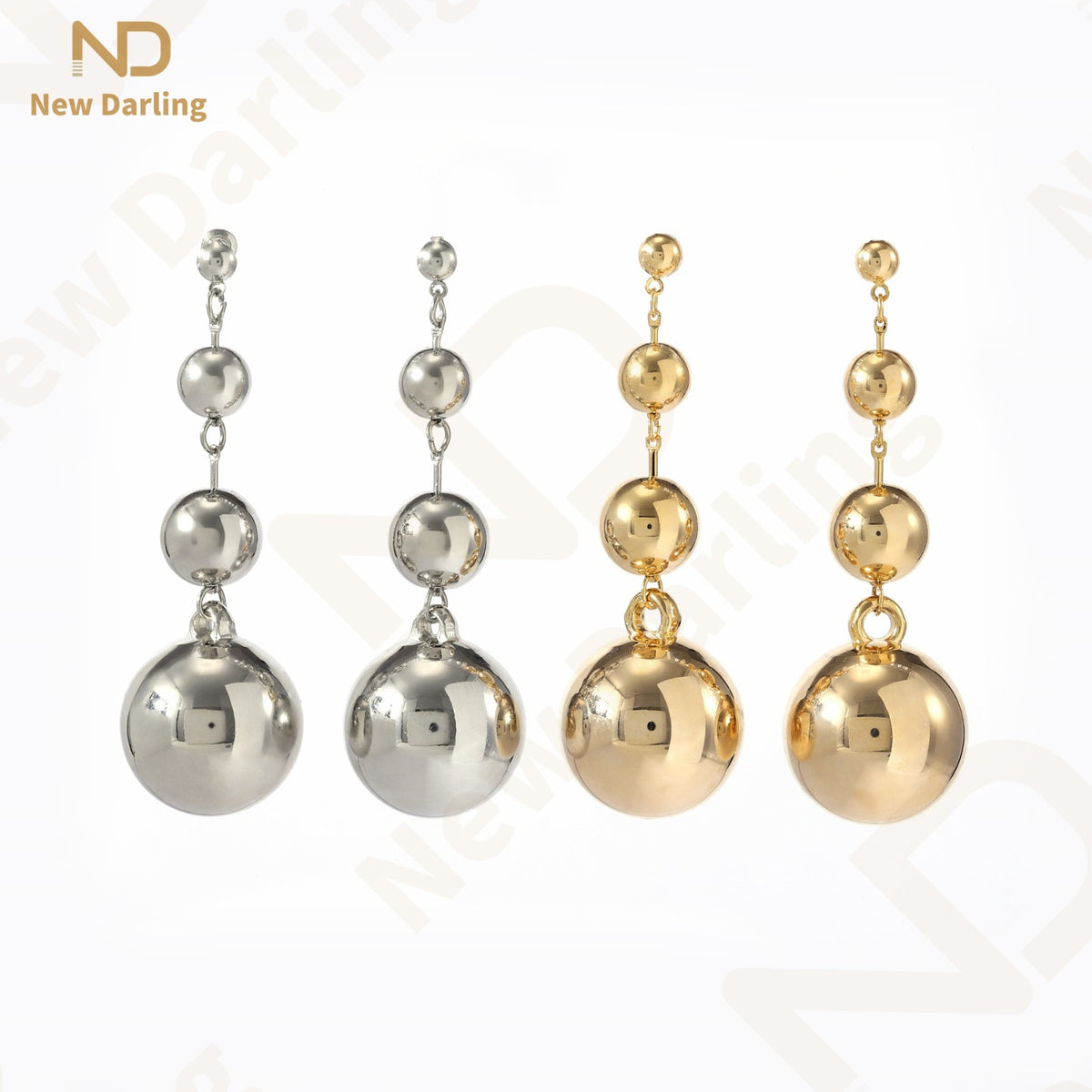 1 Pair Fashion Classic  Silver And Gold Thread Drop Earrings Dangles