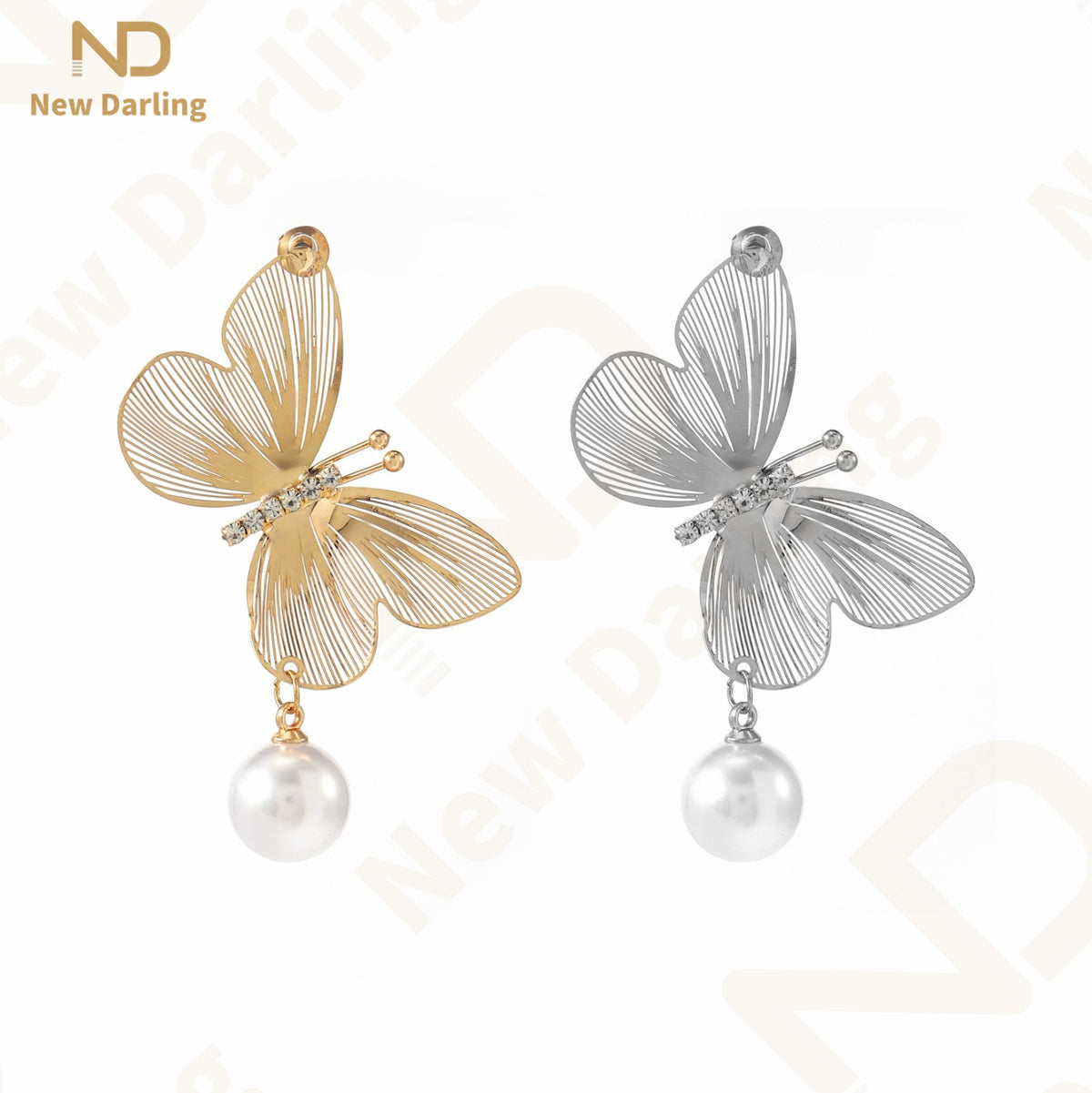 1 Pair Of Elegant Silver and Gold Dangle Earrings Marquise Crystal  Earrings for Women