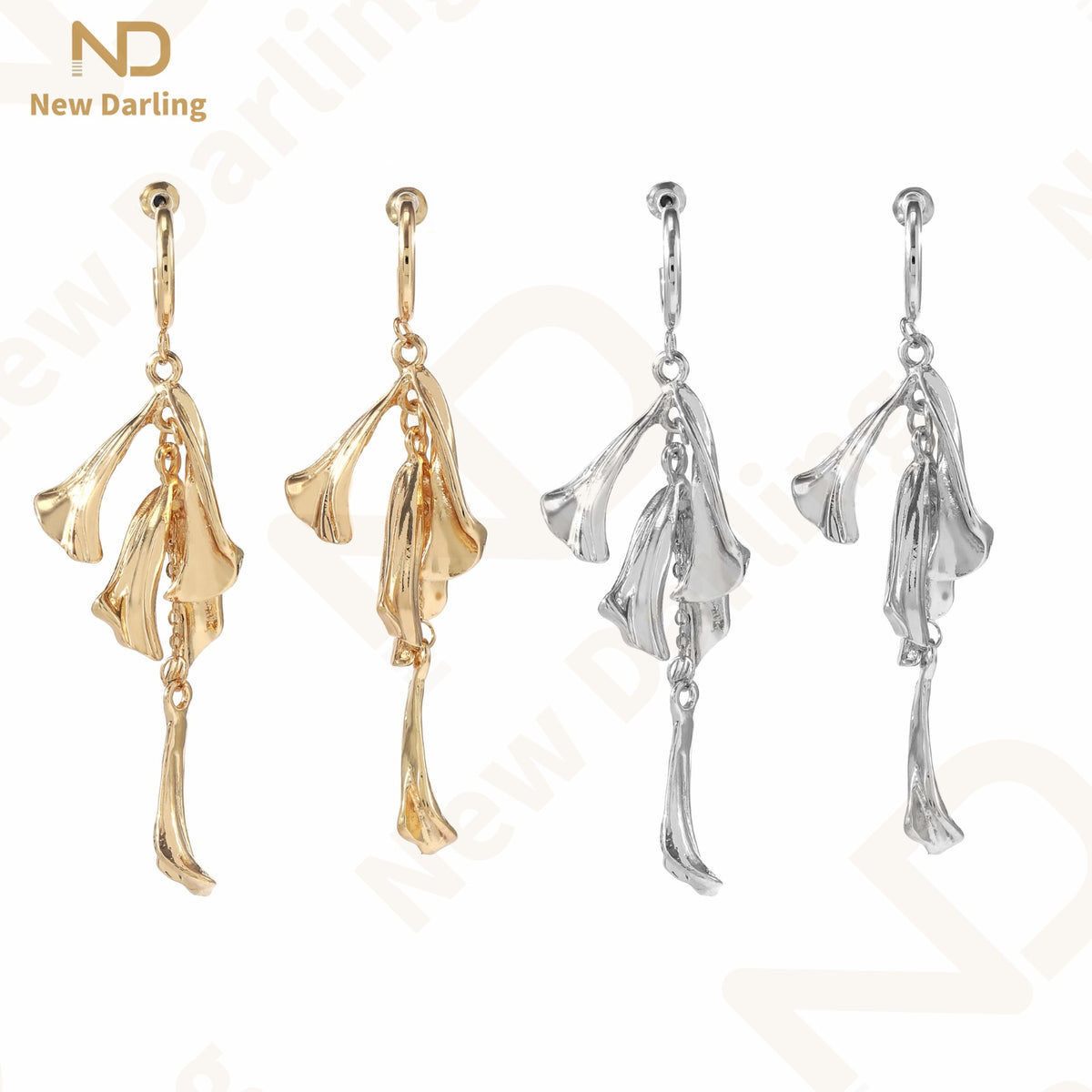 1 Pair Fashion Classic  Silver And Gold Thread Drop Earrings Dangles