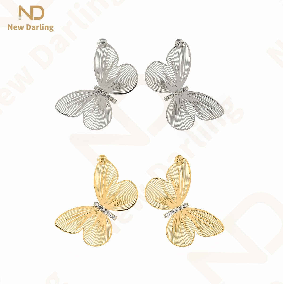 1 Pair Of Elegant Silver and Gold Dangle Earrings Marquise Crystal  Earrings for Women