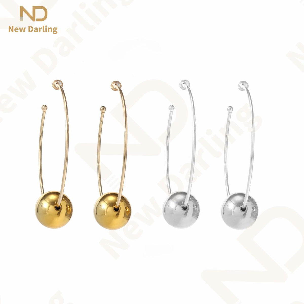 1 Pair Fashion Classic  Silver And Gold Thread Drop Earrings Dangles